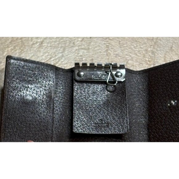 Authentic Gucci GG Sherry Line Monogram Canvas Key Case Wallet Green Red - Picture 6 of 6